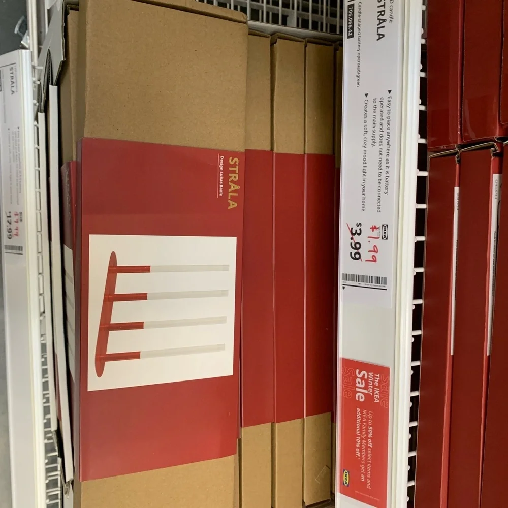 IKEA STRÅLA Red and White Candle led candelabra Christmas holiday decor new